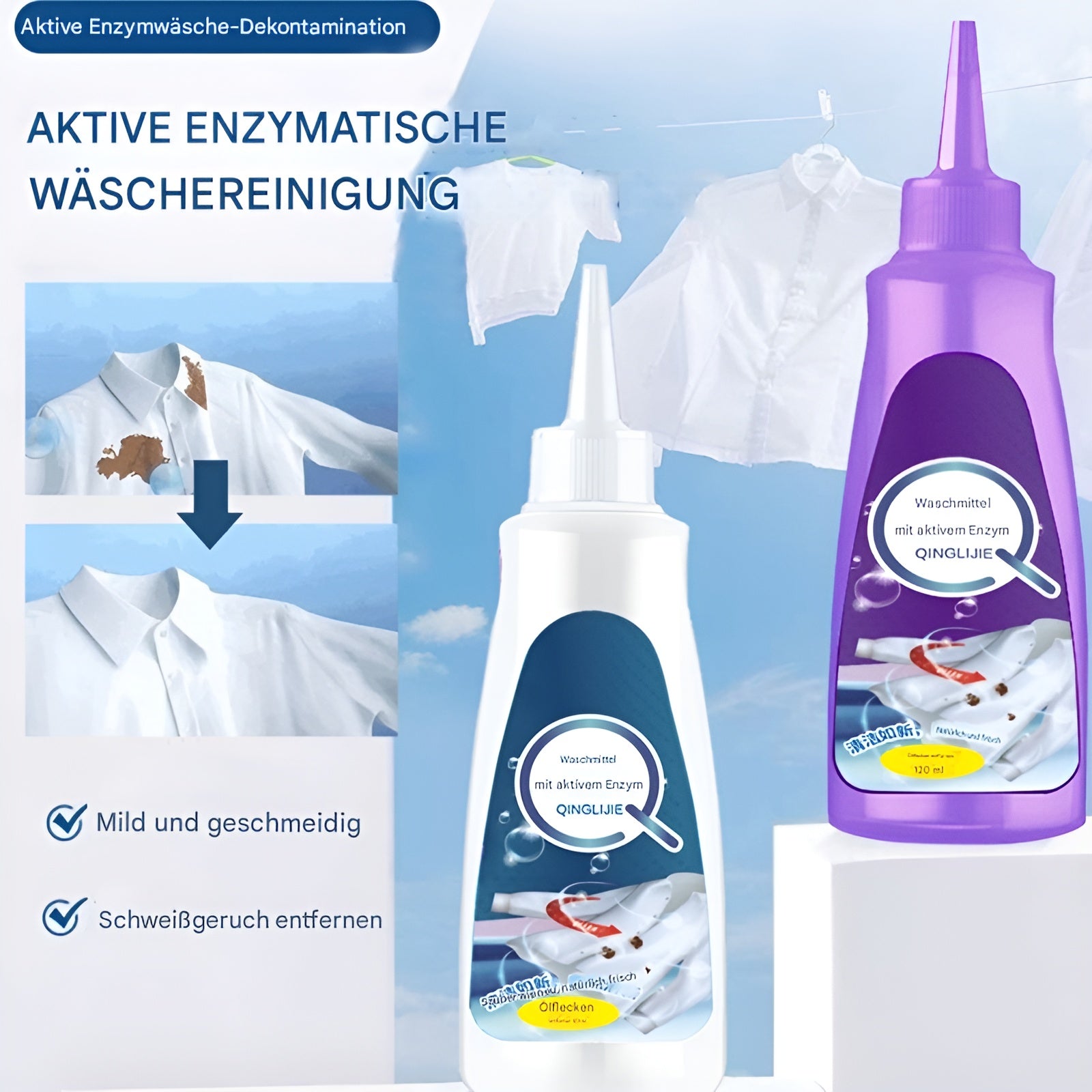 FleckWeg Pro - 120 ML - Enzymatische Kraftwirkung | 1+1 GRATIS