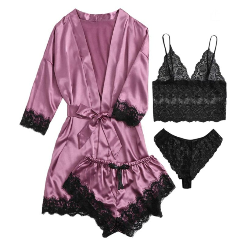 Pure Seduction 4-teilige Satin Nachtwäsche