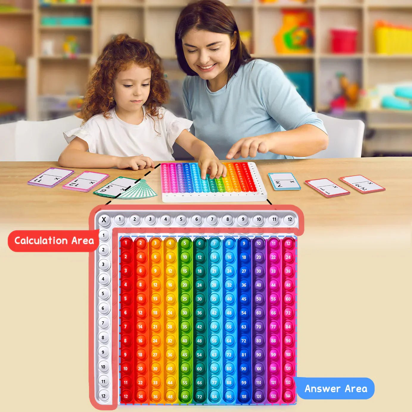 Mathe-Flash-Karten und Pop Fidget Chart