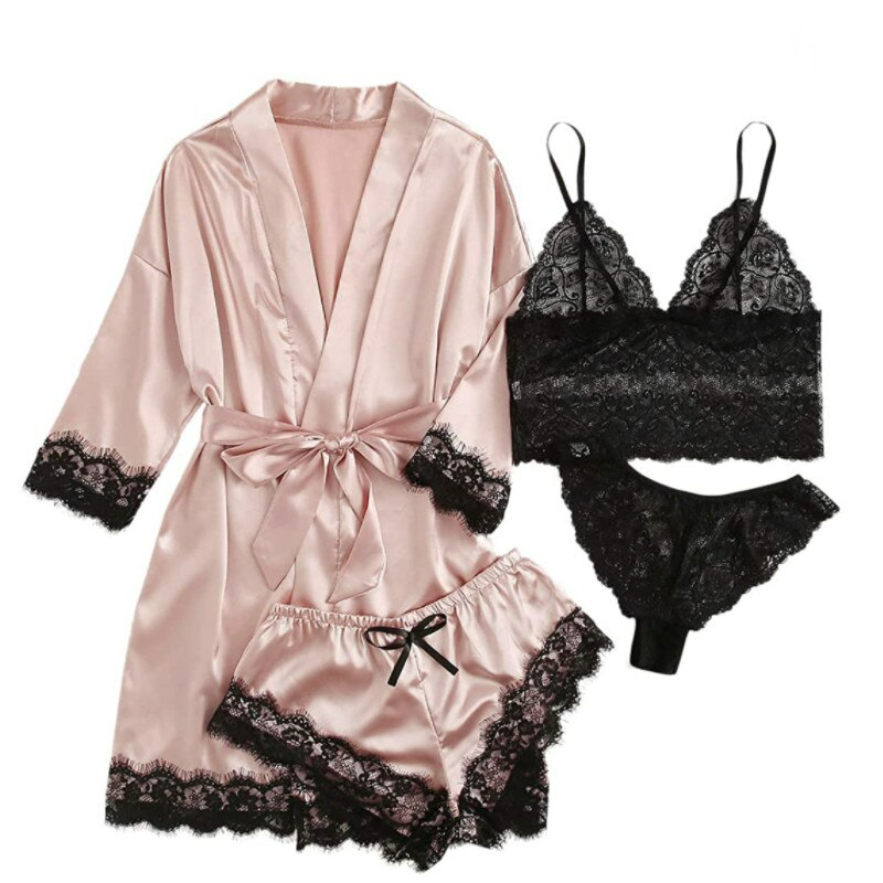Pure Seduction 4-teilige Satin Nachtwäsche
