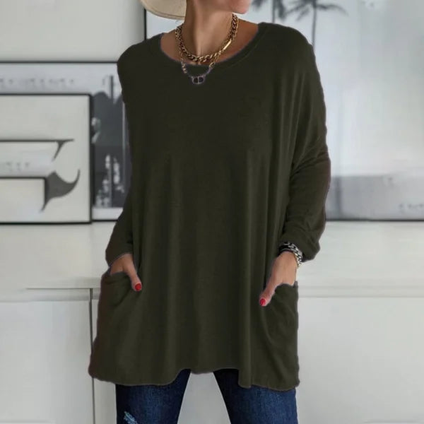 CasualEase – Lässiges Langarmshirt mit Tasche