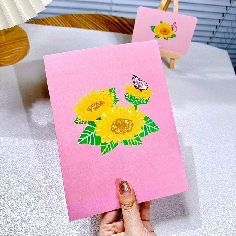 BloomLux® Handgemachte 3D‑Blumen-Grußkarte | 1+2 GRATIS