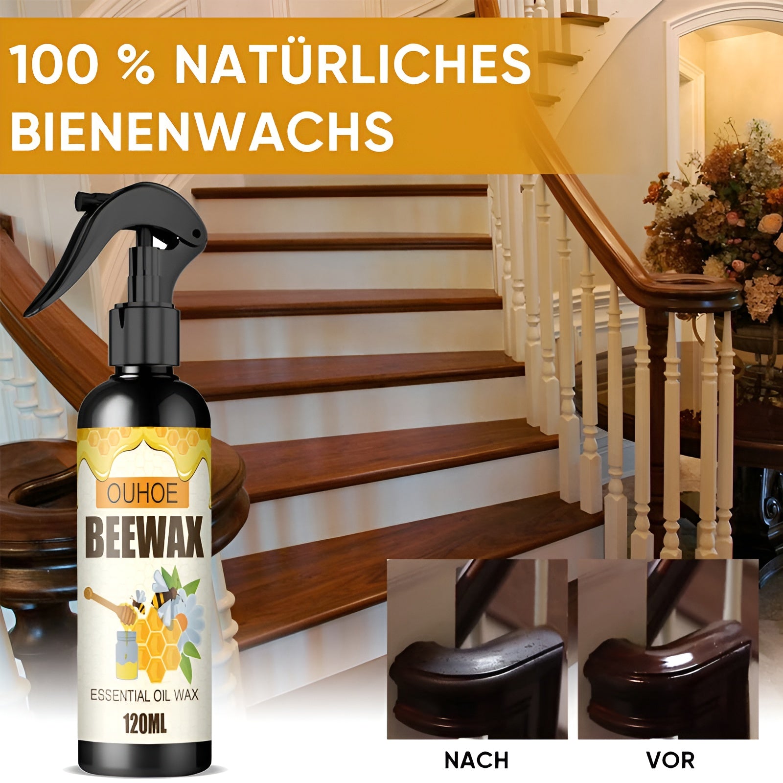 HolzGlanz - 120 ML - Bienenwachsspray | 1+1 GRATIS