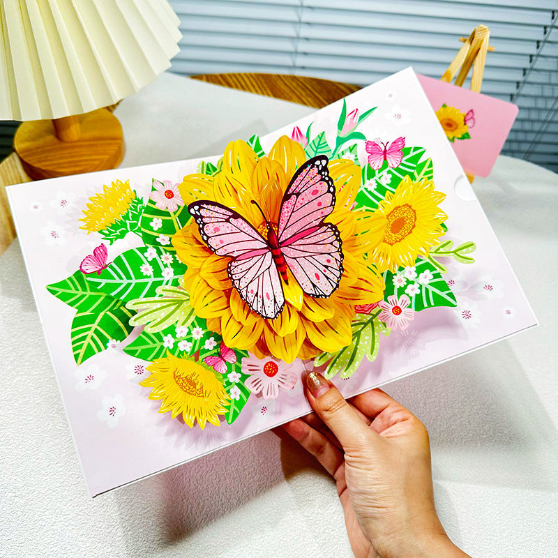 BloomLux® Handgemachte 3D‑Blumen-Grußkarte | 1+2 GRATIS