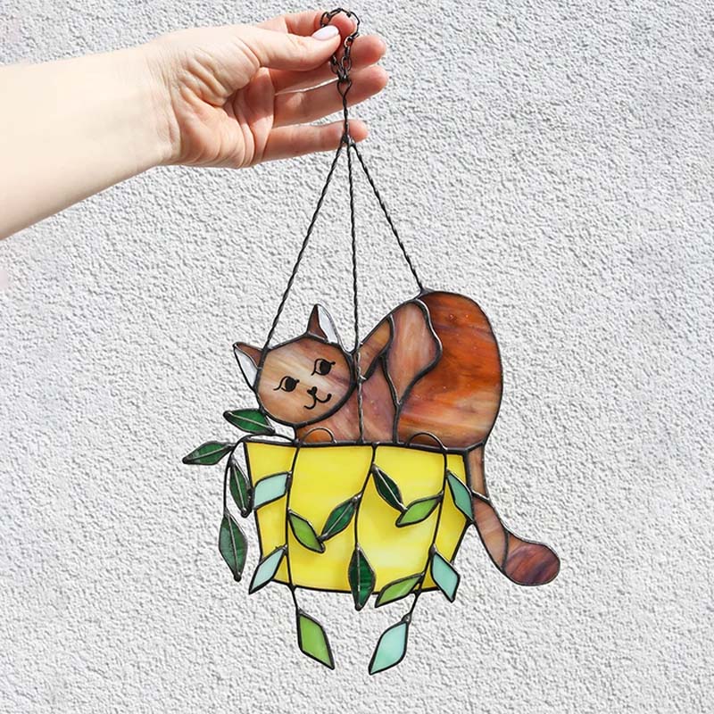 Sonnenfänger „Katze im Blumentopf | 50% RABATT