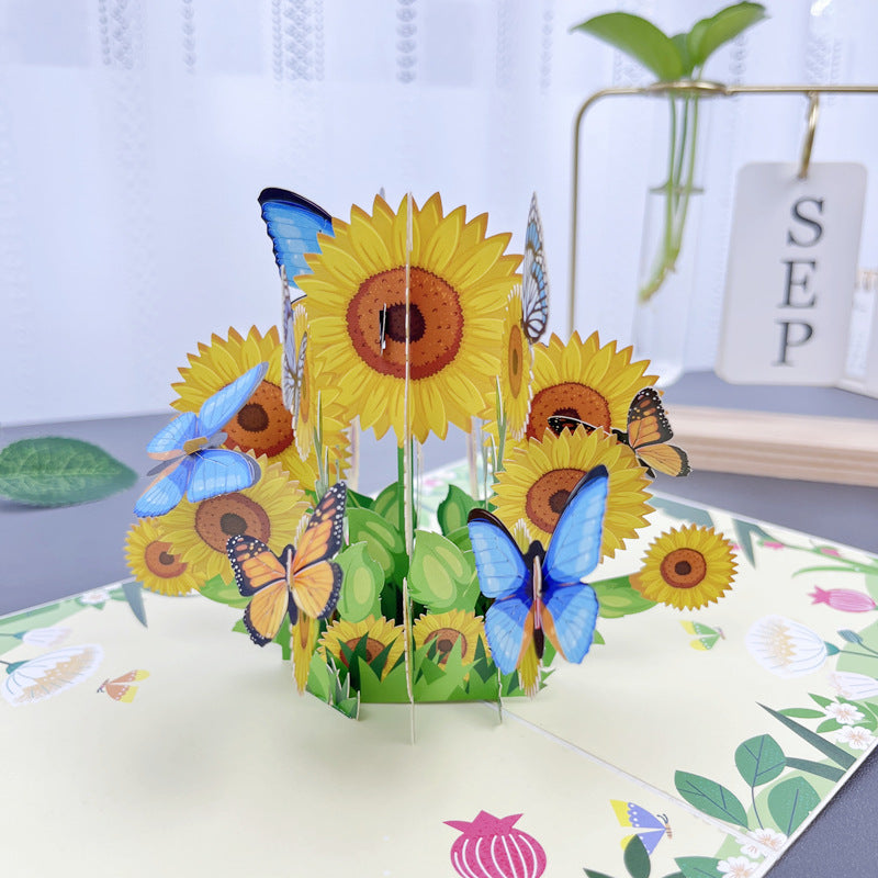 BloomLux® Handgemachte 3D‑Blumen-Grußkarte | 1+2 GRATIS