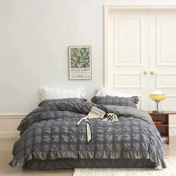 LaceBreeze™ 200 x 230 cm - 4-teiliges Sommer-Bettwäscheset aus Eiskühlendem Seersucker