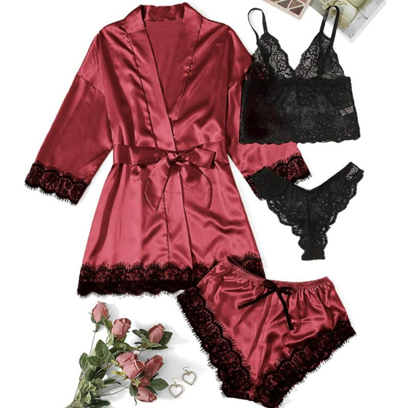 Pure Seduction 4-teilige Satin Nachtwäsche
