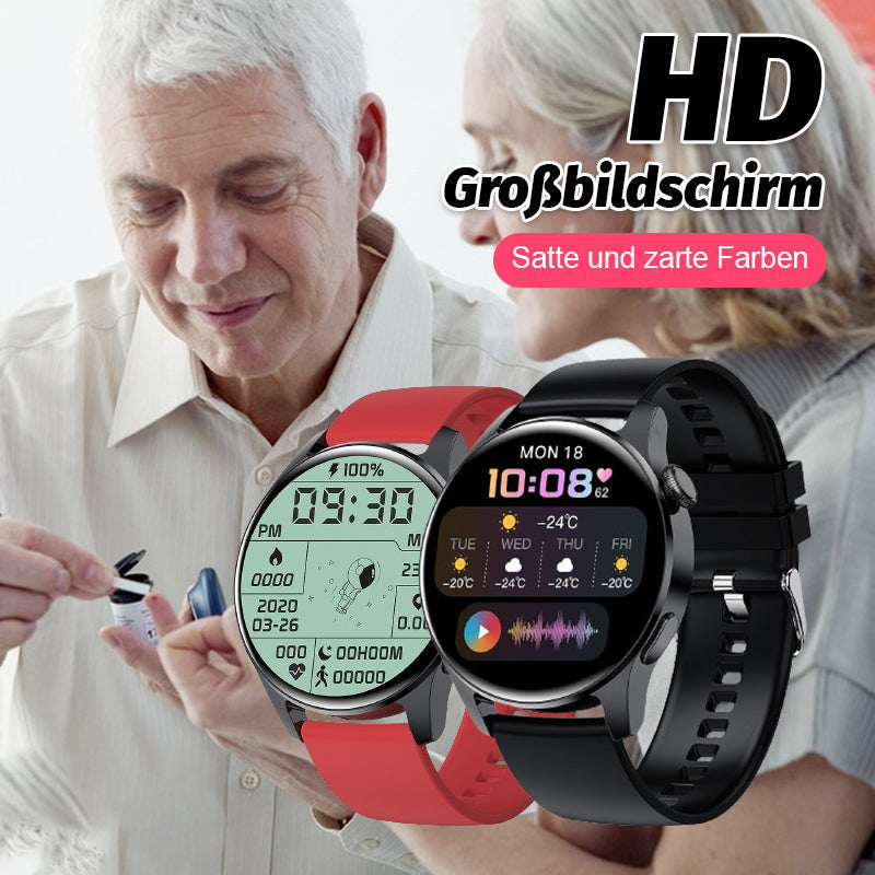HealthTech - Herzfrequenz- und Blutzuckermessung, Sportuhr mit Bluetooth-Anruf | 50% RABATT