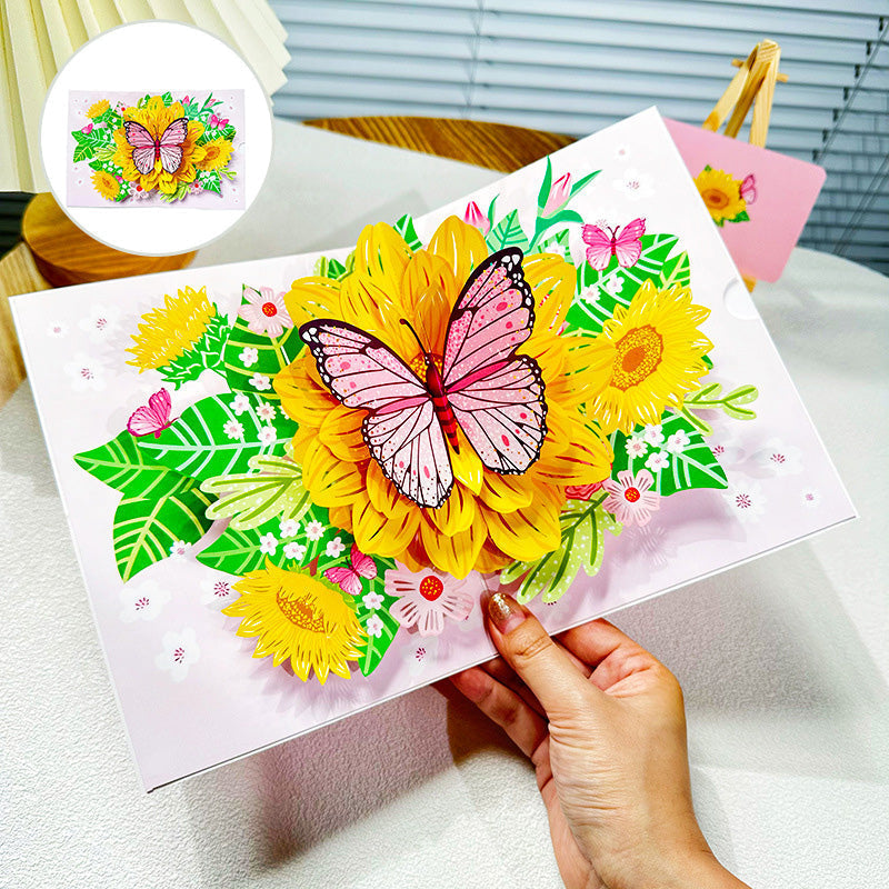 BloomLux® Handgemachte 3D‑Blumen-Grußkarte | 1+2 GRATIS