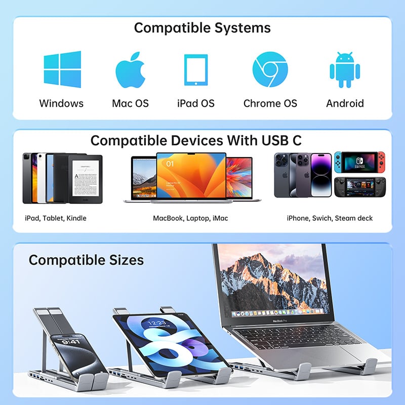 DockMaster™ 8-in-1 USB-C-Dock und Laptop-Ständer | 50% RABATT