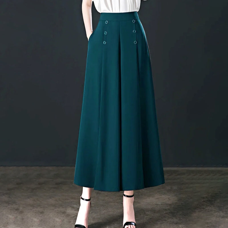 Stylische Bundfaltenhose mit weitem Bein