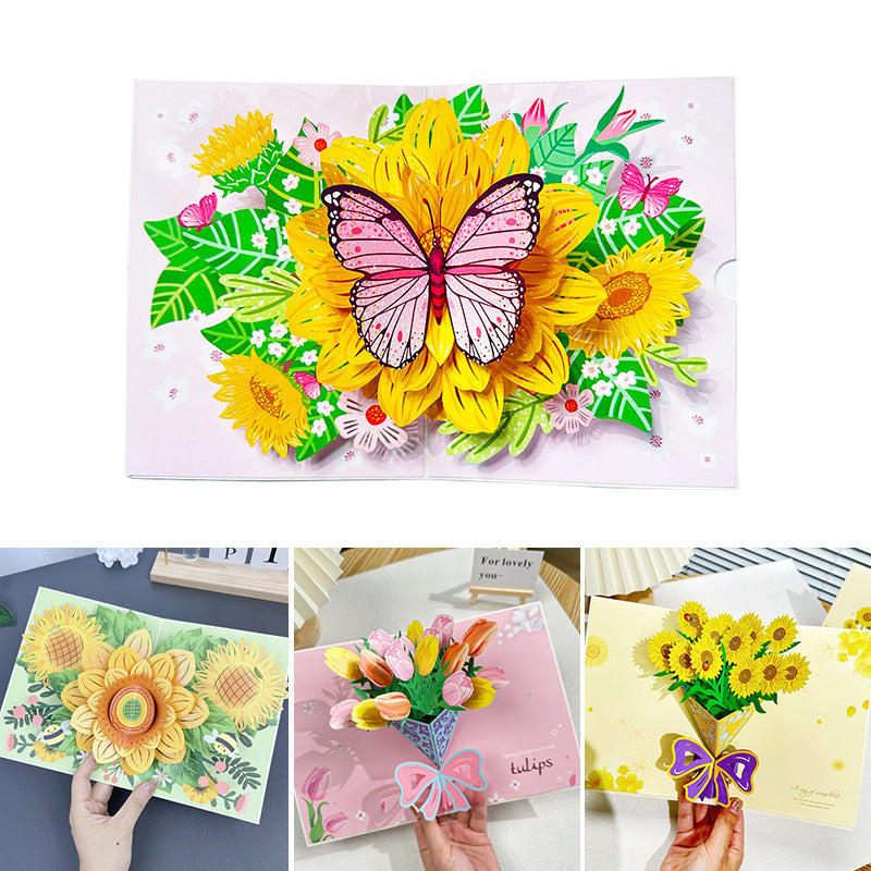 BloomLux® Handgemachte 3D‑Blumen-Grußkarte | 1+2 GRATIS