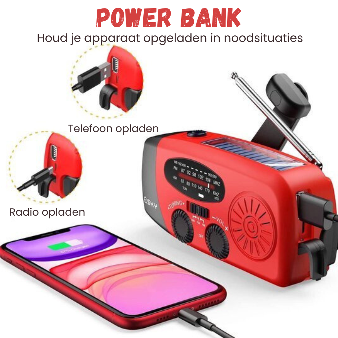 Notfallradio - Wetterwarnungen, SOS-Funktion & PowerBank-Funktion