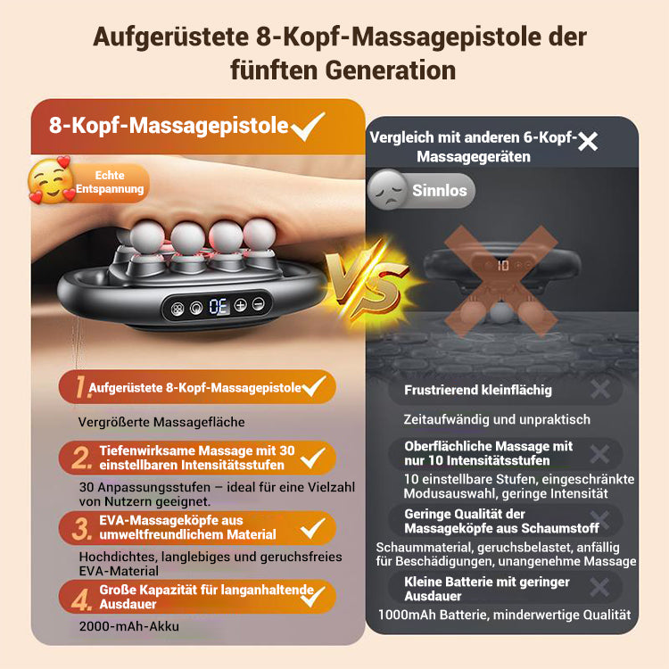 DeepRelief™ 16-Drive Massagepistole mit 8 Aufsätzen