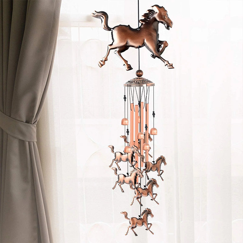 Retro Windspiel mit Pferd in Bronze
