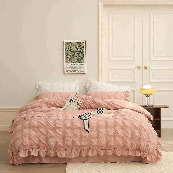 LaceBreeze™ 200 x 230 cm - 4-teiliges Sommer-Bettwäscheset aus Eiskühlendem Seersucker