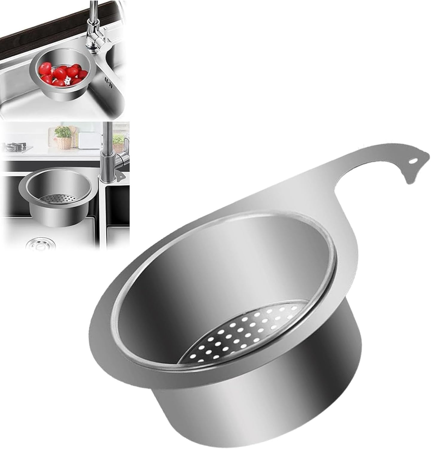 SinkMate™ – Edelstahl-Abtropfsieb mit Haken für deine Spüle