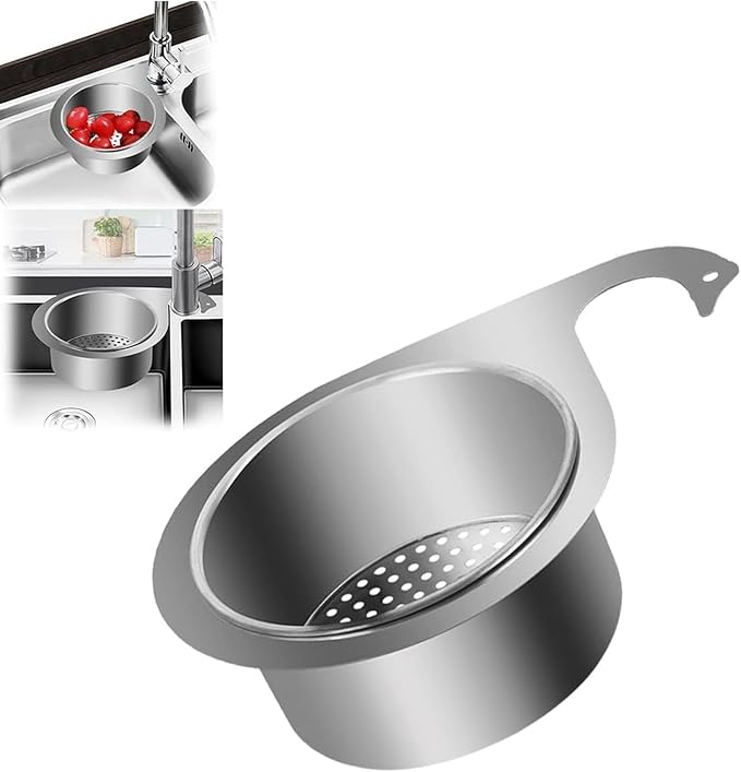 SinkMate™ – Edelstahl-Abtropfsieb mit Haken für deine Spüle