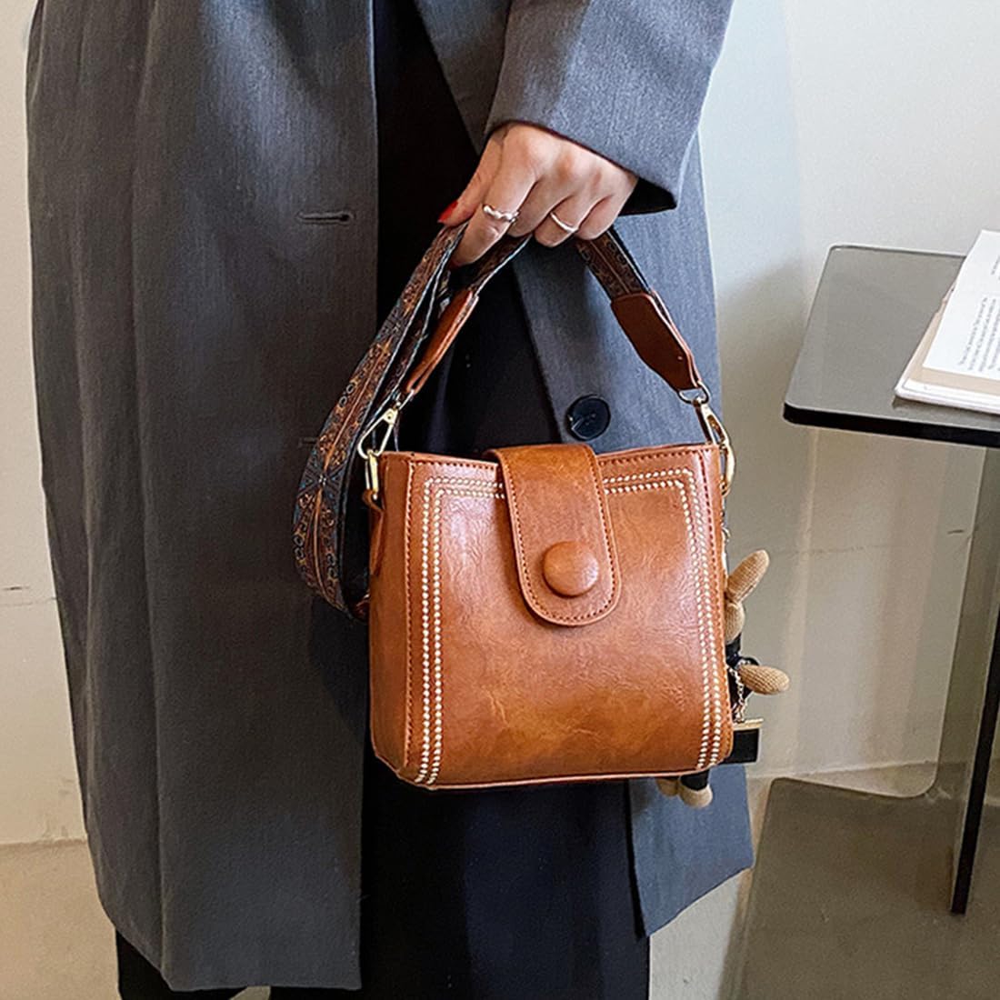Vintage Fashion Tasche mit verstellbarem breitem Schulterriemen