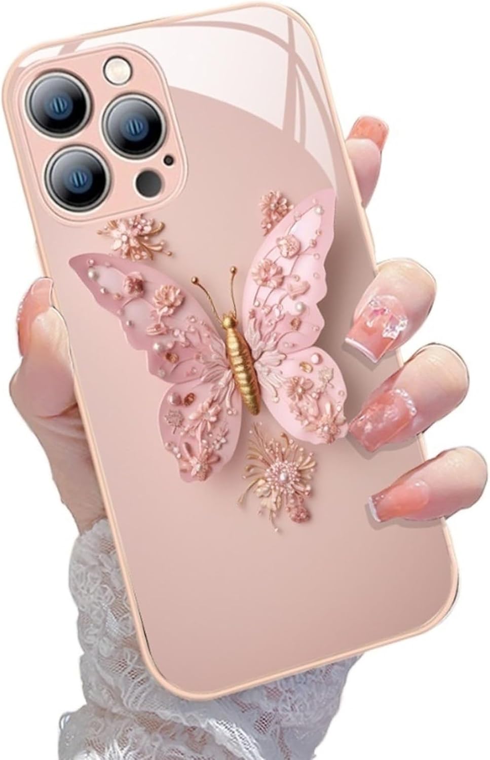 Flache 3D Schmetterling Muster Glas Abdeckung kompatibel für IPhone