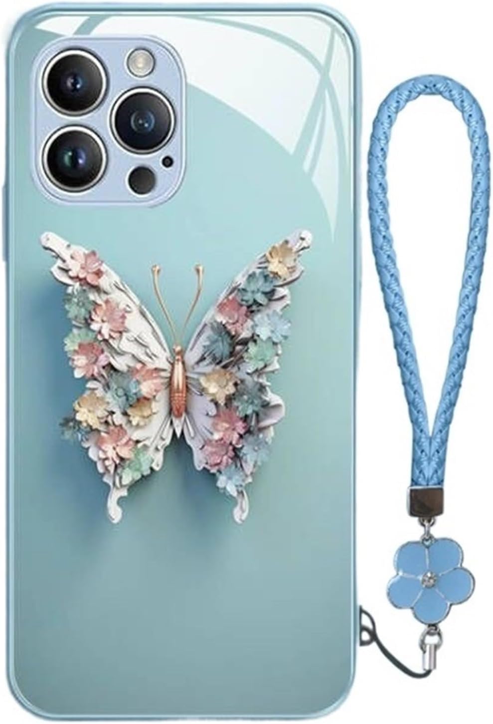 Flache 3D Schmetterling Muster Glas Abdeckung kompatibel für IPhone