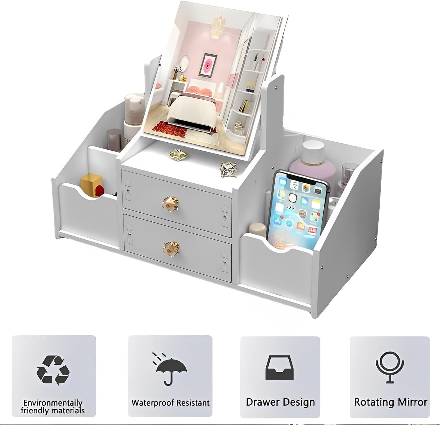 Tischspiegel Aufbewahrung Makeup Box mit Schublade
