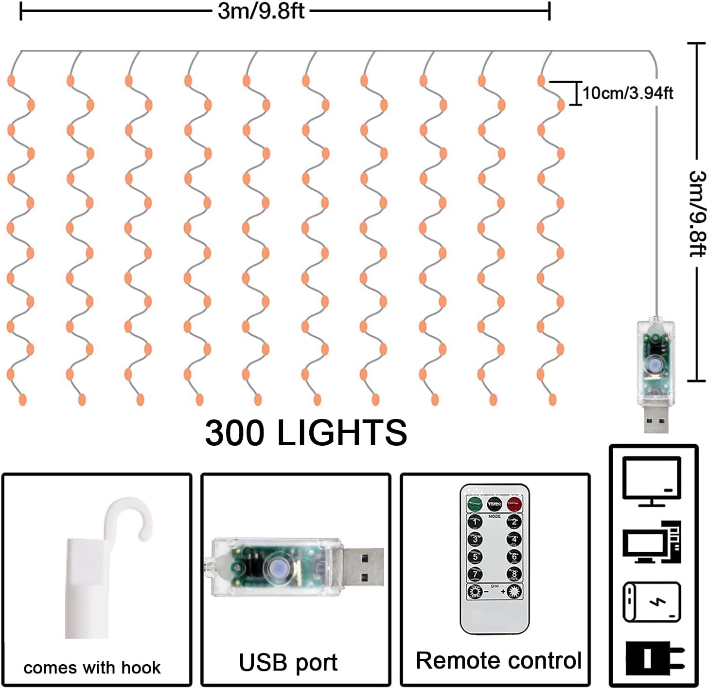 Lichtzauber - Multicolor Fenster Vorhang LED String Dekorative Lichterkette