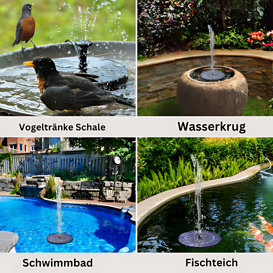 SunAqua -  Solarbetriebener Wasserspringbrunnen | 50% RABATT