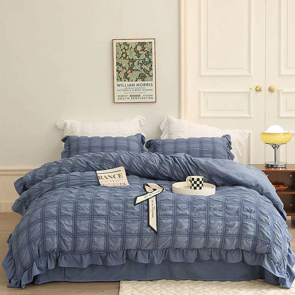 LaceBreeze™ 200 x 230 cm - 4-teiliges Sommer-Bettwäscheset aus Eiskühlendem Seersucker