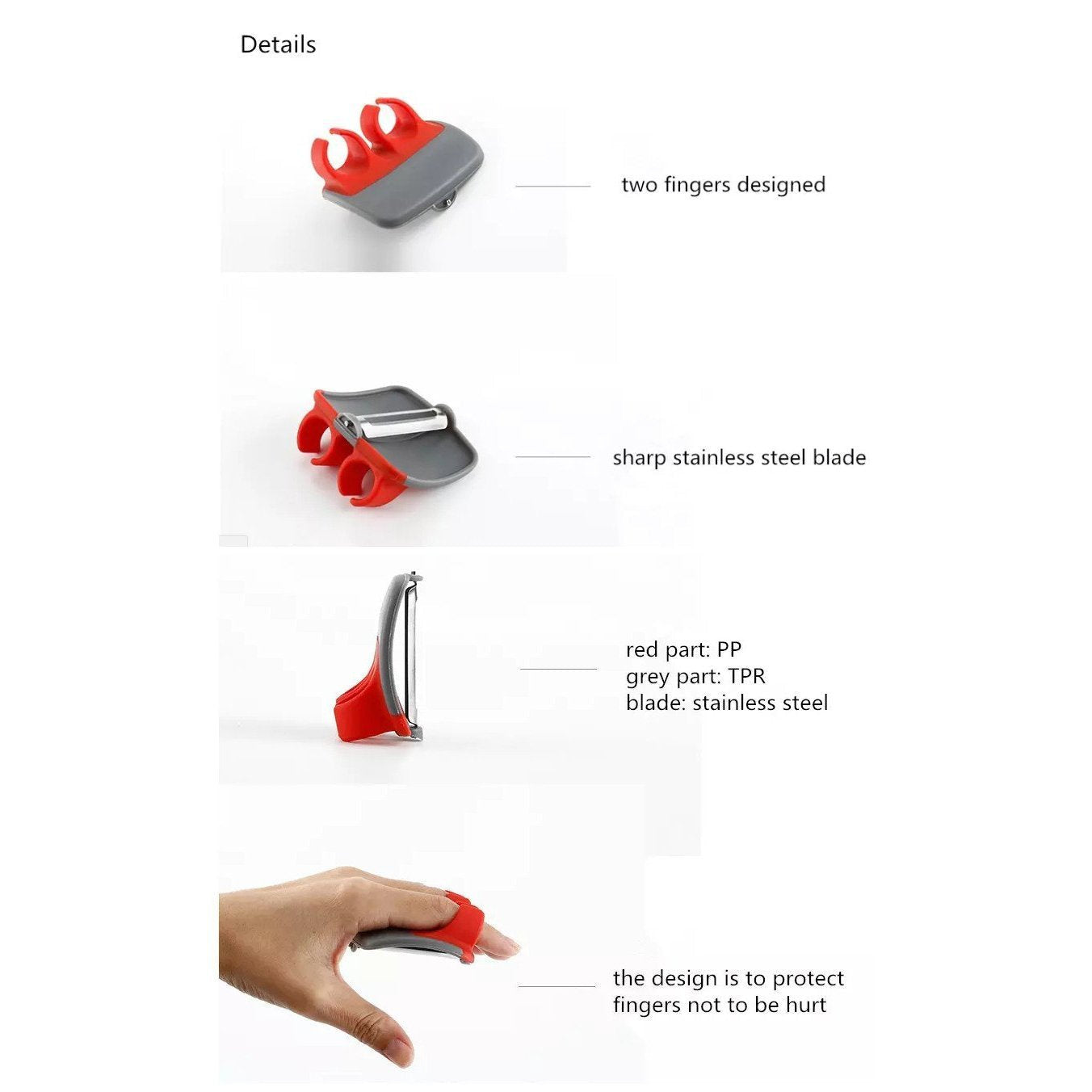 KitchenEase – Scharfes Finger-Schälmesser | Set mit 3 Stück