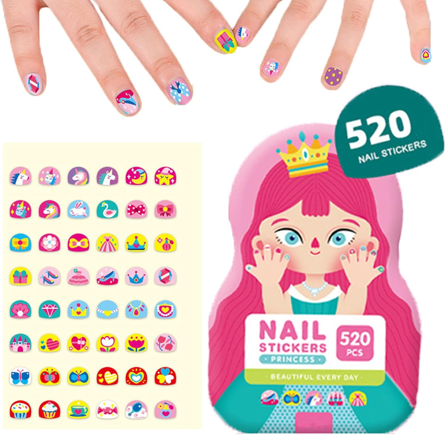 FunNails - 520 Stücke Nagelaufkleber für Kinder | 50% RABATT