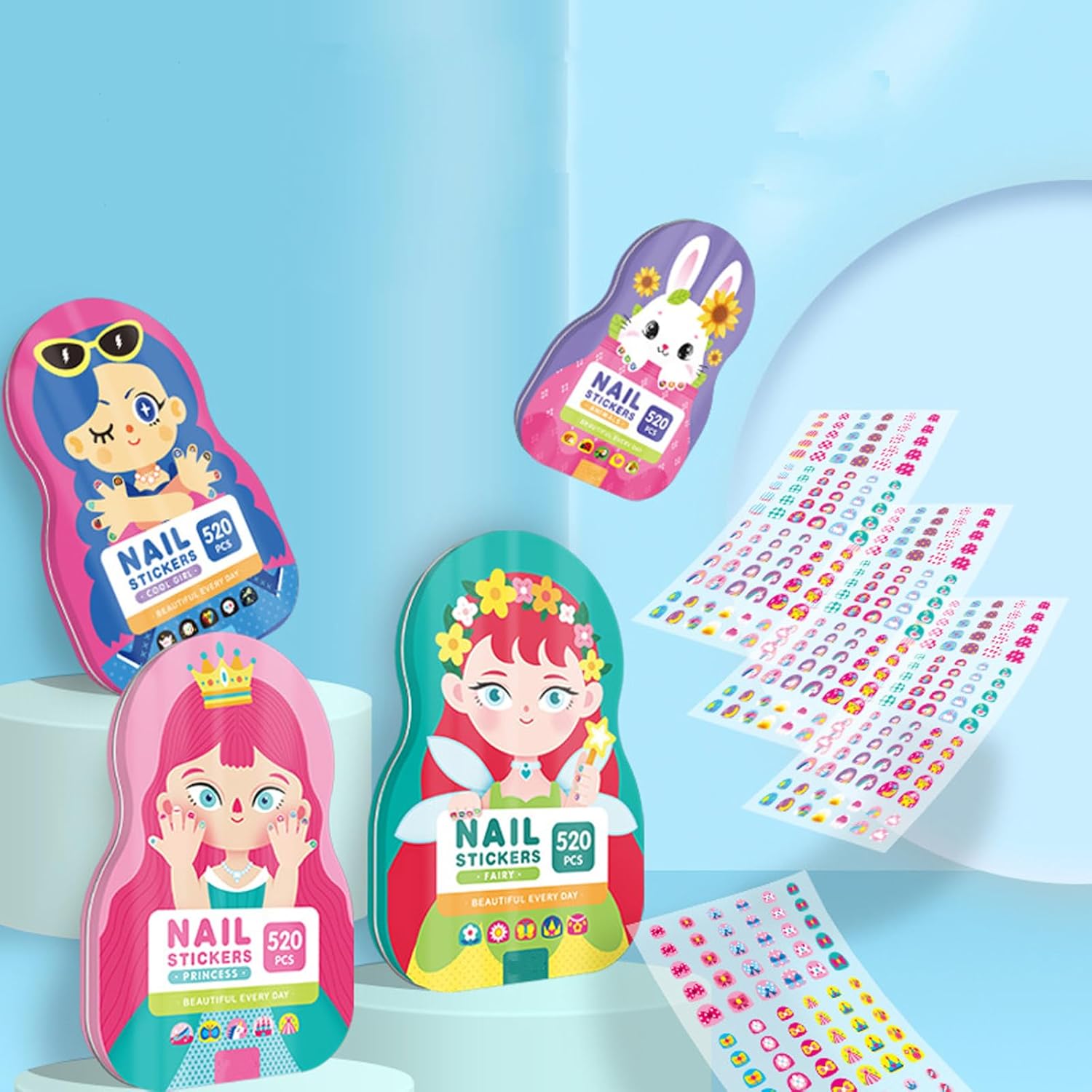 FunNails - 520 Stücke Nagelaufkleber für Kinder | 50% RABATT