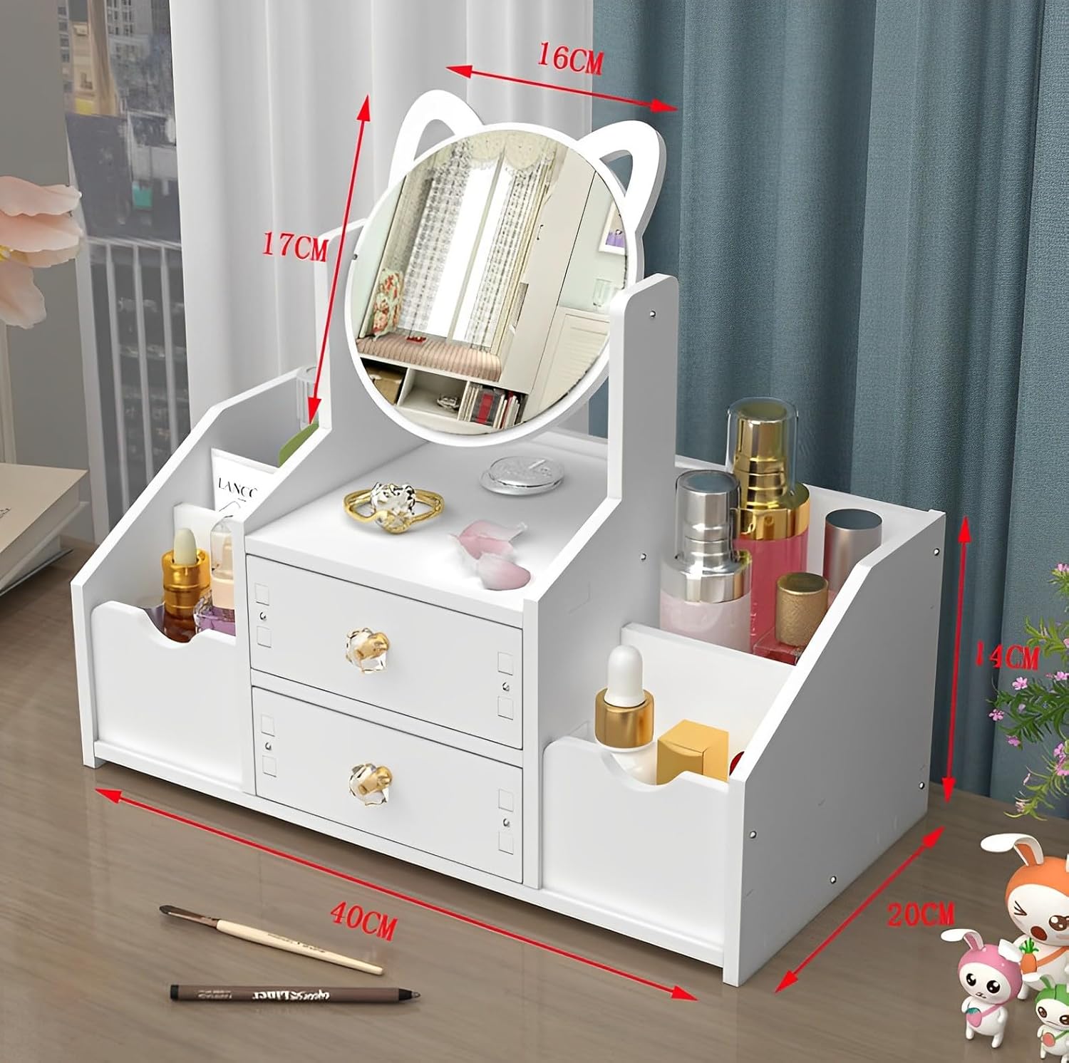 Tischspiegel Aufbewahrung Makeup Box mit Schublade