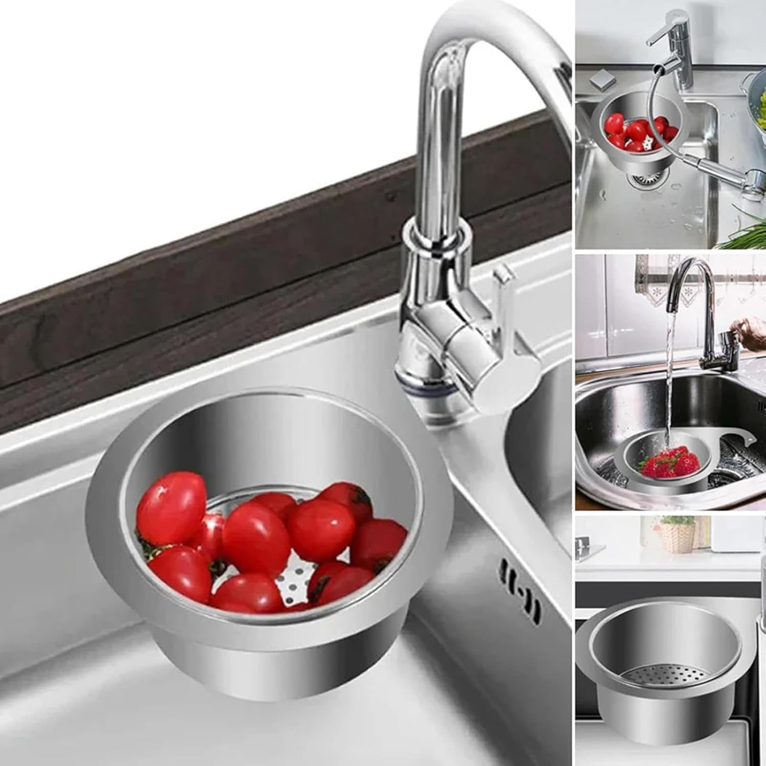 SinkMate™ – Edelstahl-Abtropfsieb mit Haken für deine Spüle
