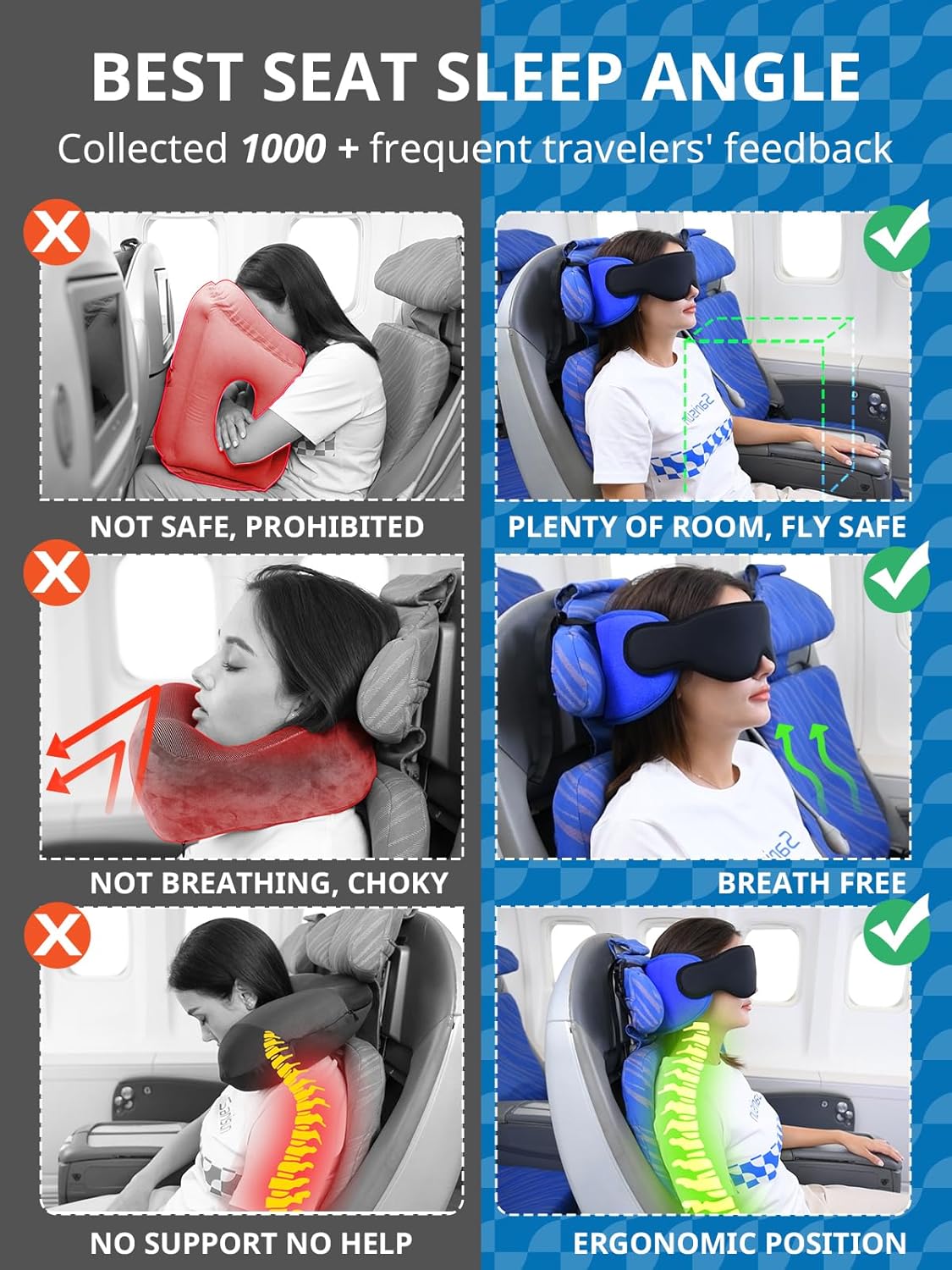 Reisekissen mit Augenmaske für Flugzeuge