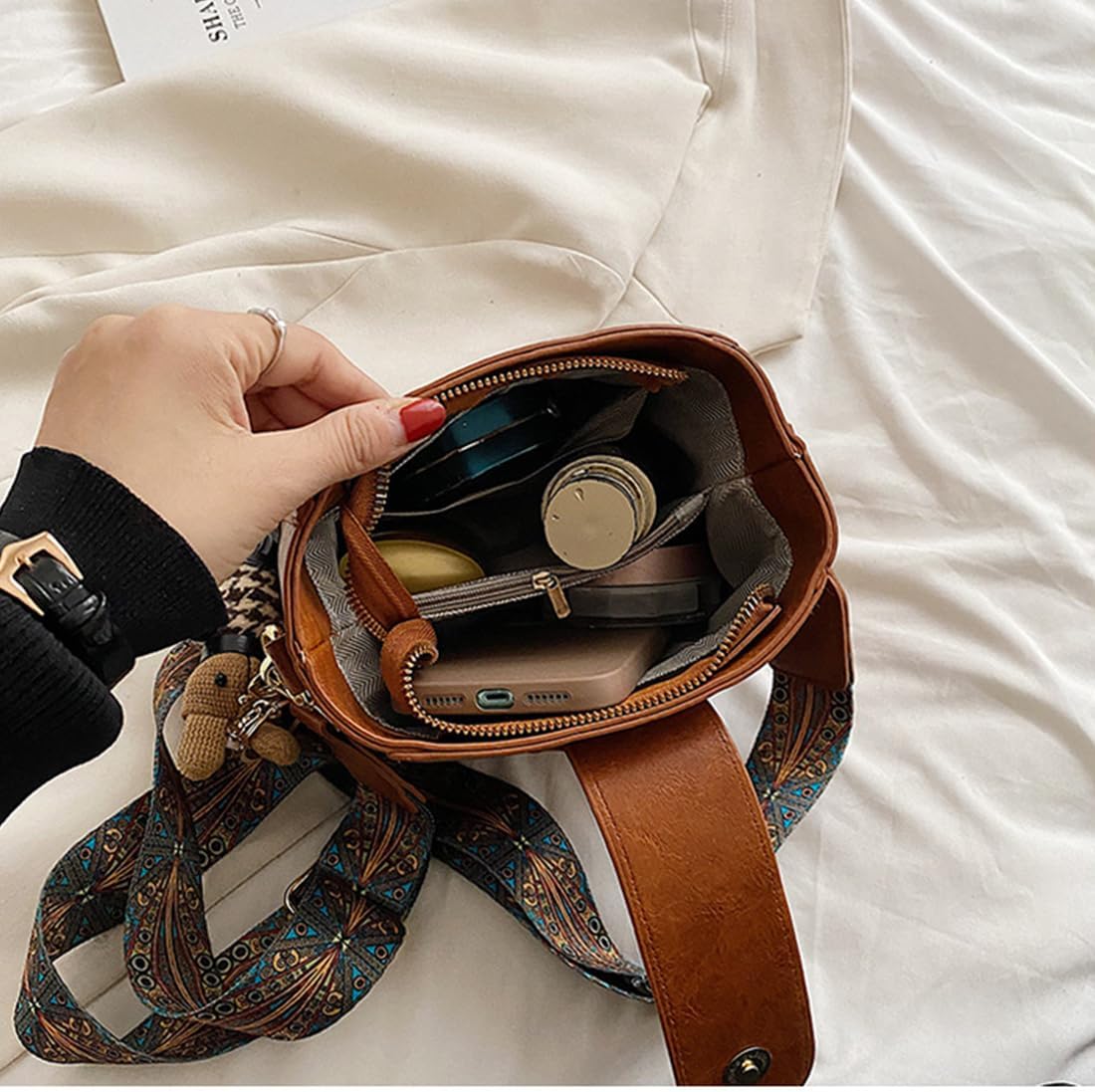 Vintage Fashion Tasche mit verstellbarem breitem Schulterriemen