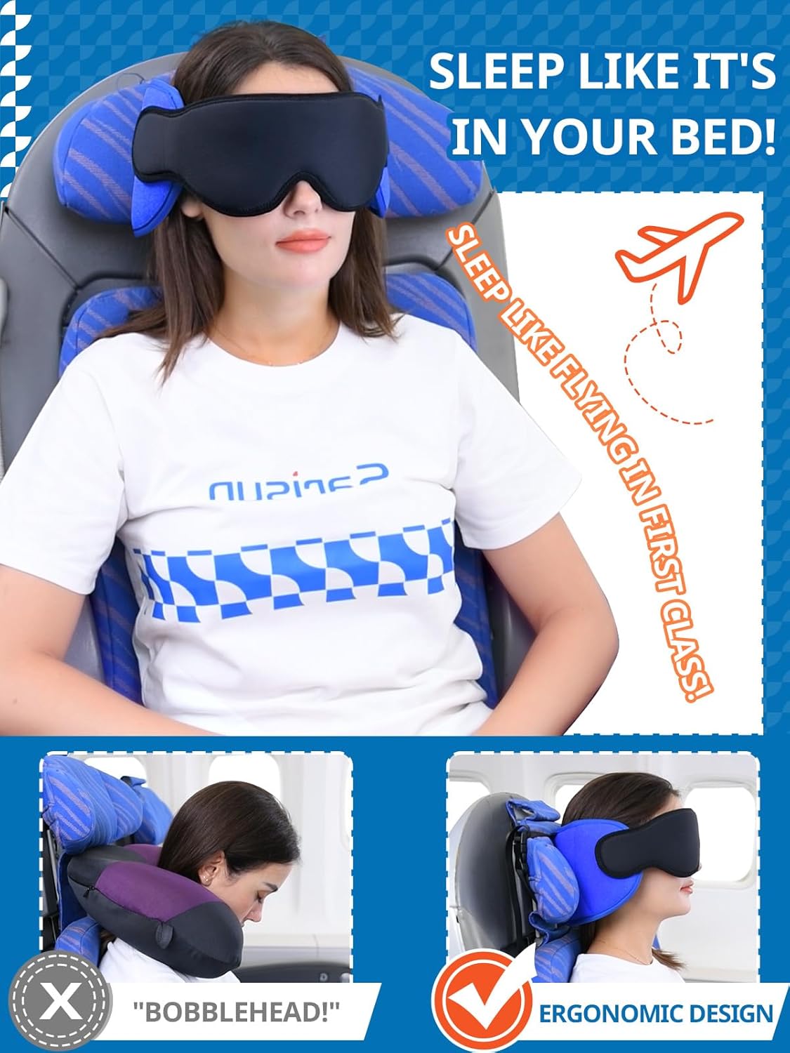 Reisekissen mit Augenmaske für Flugzeuge