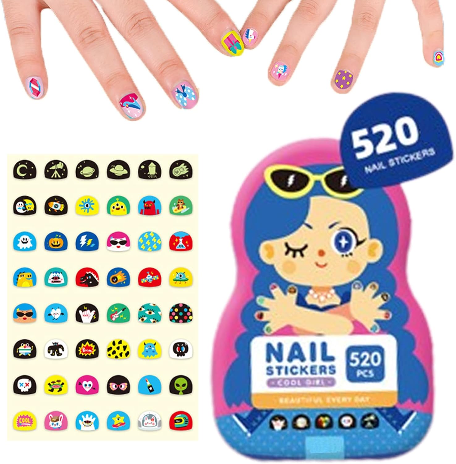 FunNails - 520 Stücke Nagelaufkleber für Kinder | 50% RABATT