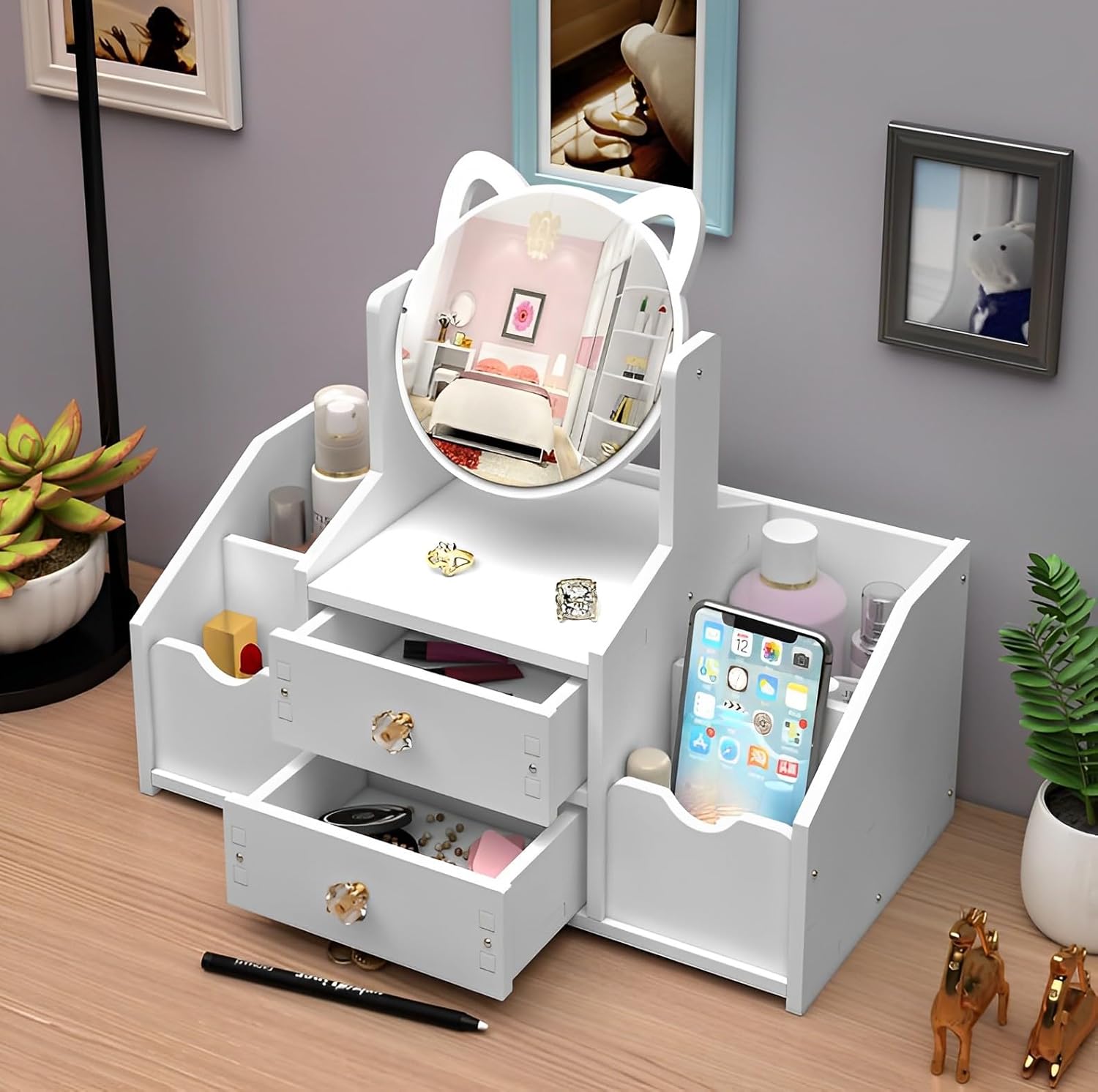 Tischspiegel Aufbewahrung Makeup Box mit Schublade