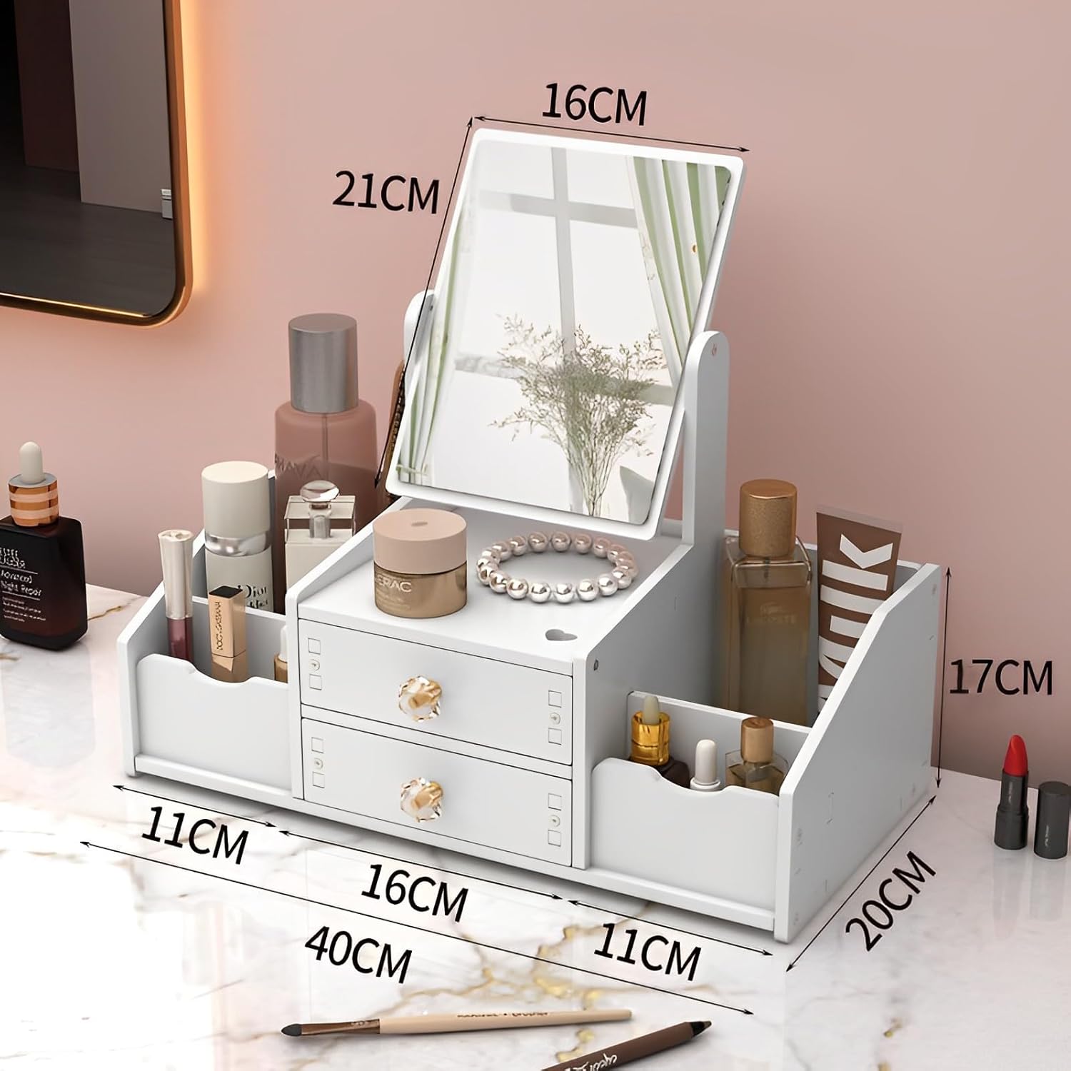 Tischspiegel Aufbewahrung Makeup Box mit Schublade