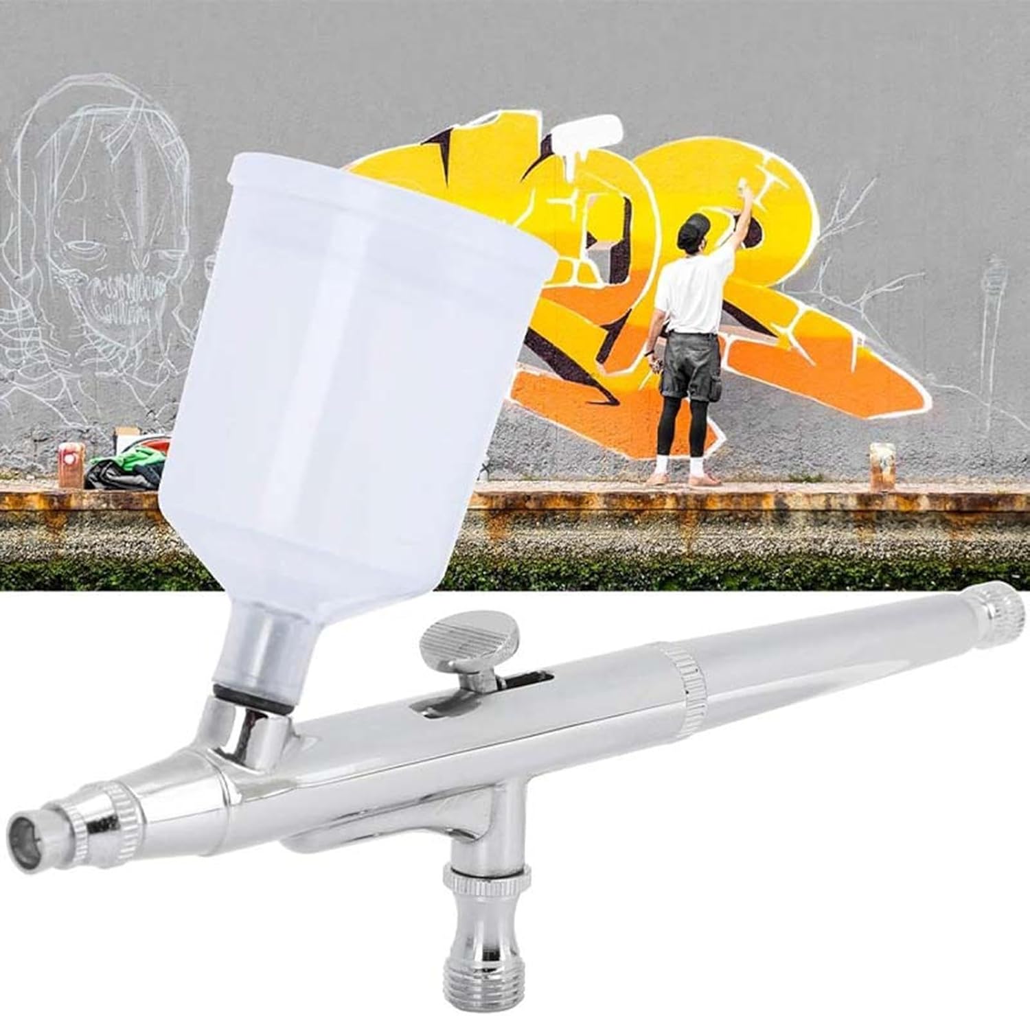 Dual-Action Airbrush-Set mit großer Farbbecherkapazität – Spritzpistole für Malerei & Kunst
