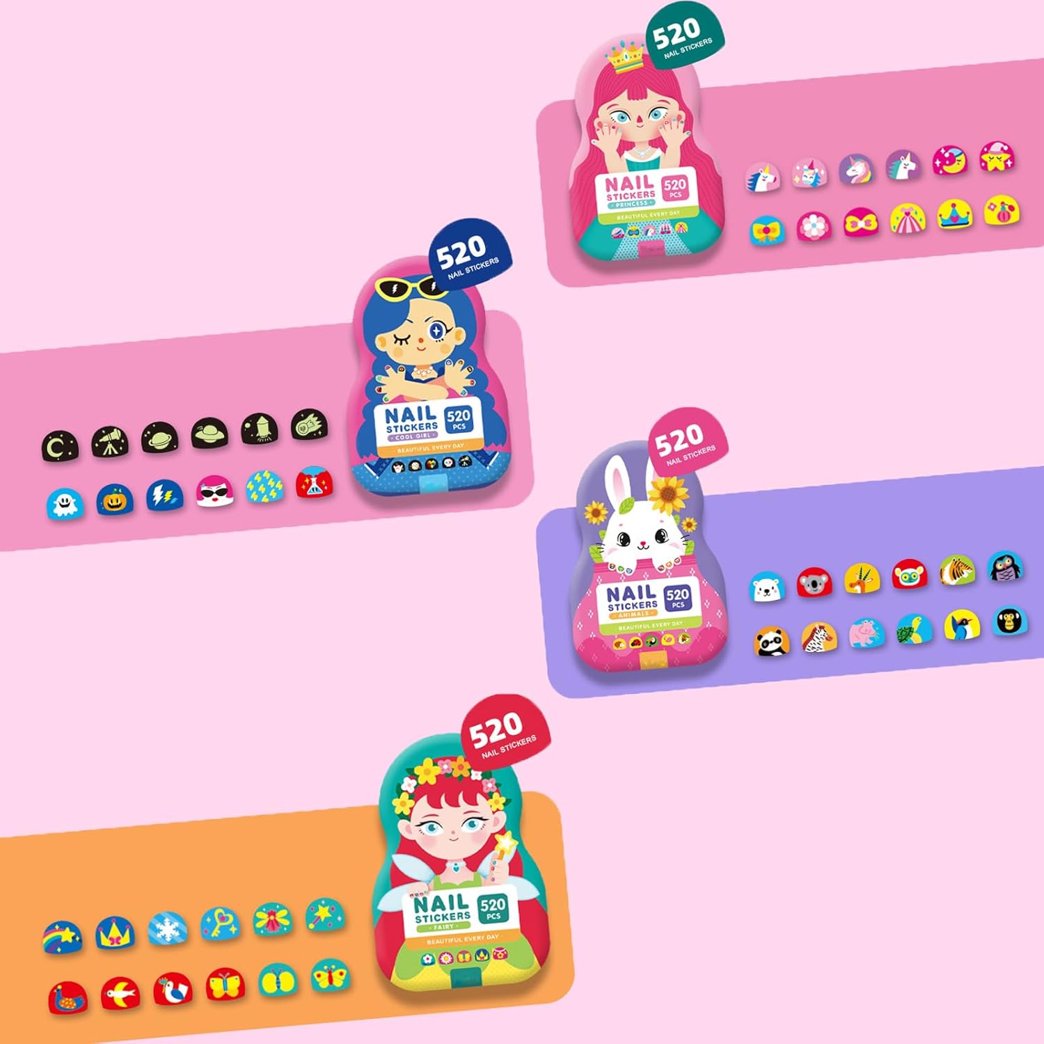 FunNails - 520 Stücke Nagelaufkleber für Kinder | 50% RABATT
