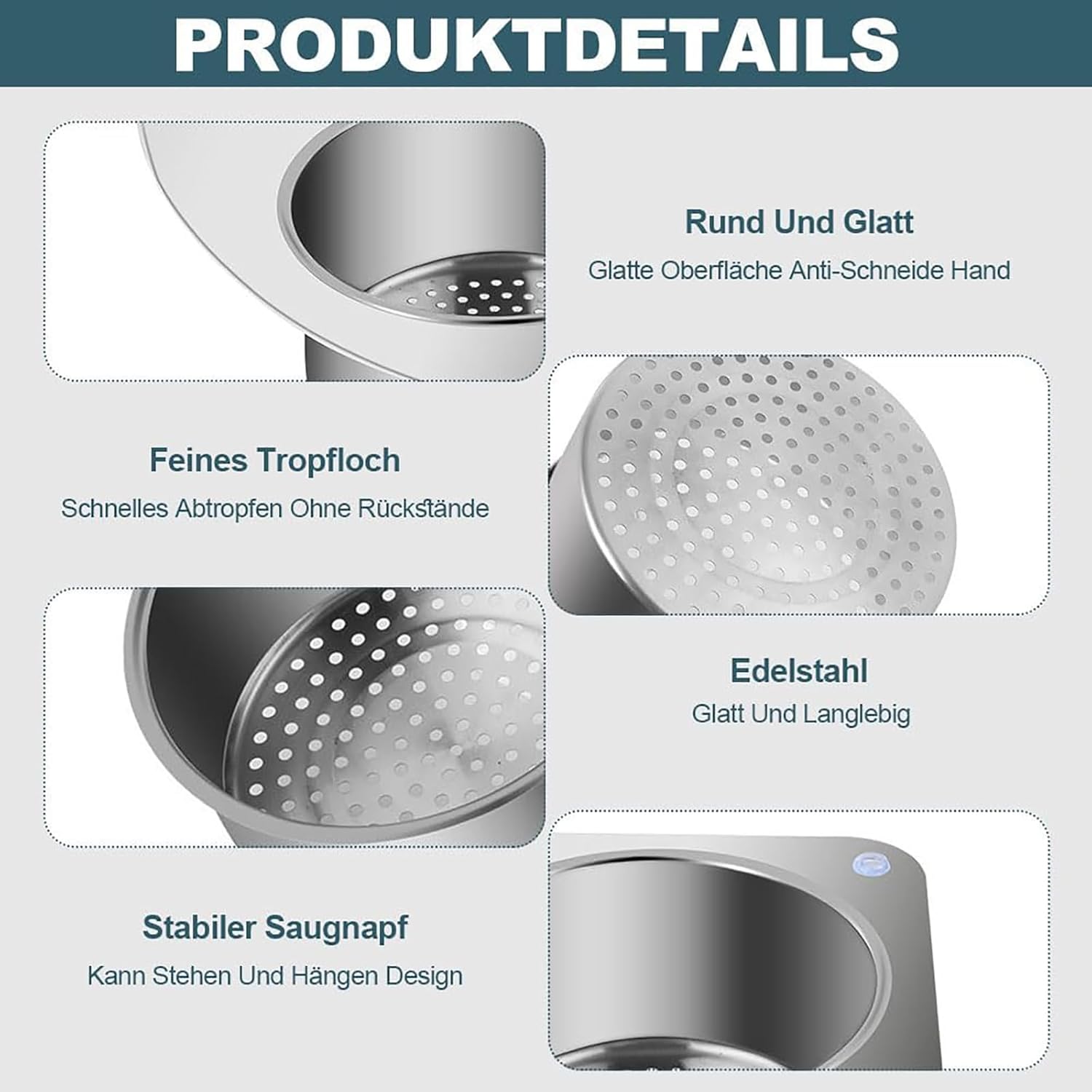 SinkMate™ – Edelstahl-Abtropfsieb mit Haken für deine Spüle