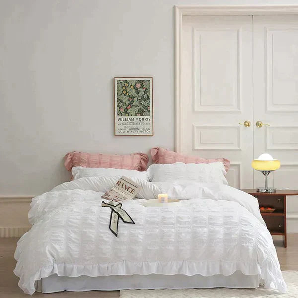 LaceBreeze™ 200 x 230 cm - 4-teiliges Sommer-Bettwäscheset aus Eiskühlendem Seersucker