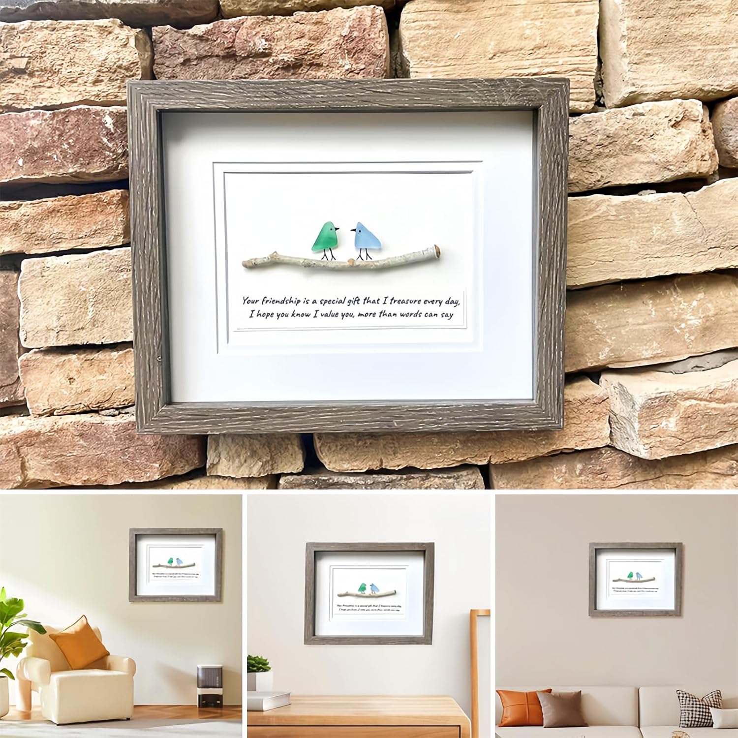 OceanSoul™ Bilderrahmen mit Meerglas-Vögeln | 50% Rabatt