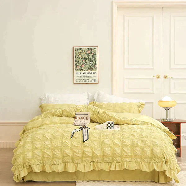 LaceBreeze™ 200 x 230 cm - 4-teiliges Sommer-Bettwäscheset aus Eiskühlendem Seersucker