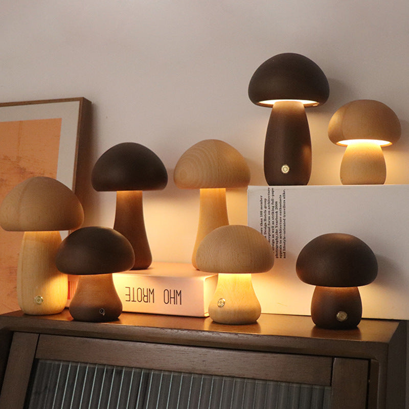 Kabellose LED-Holzpilzlampe