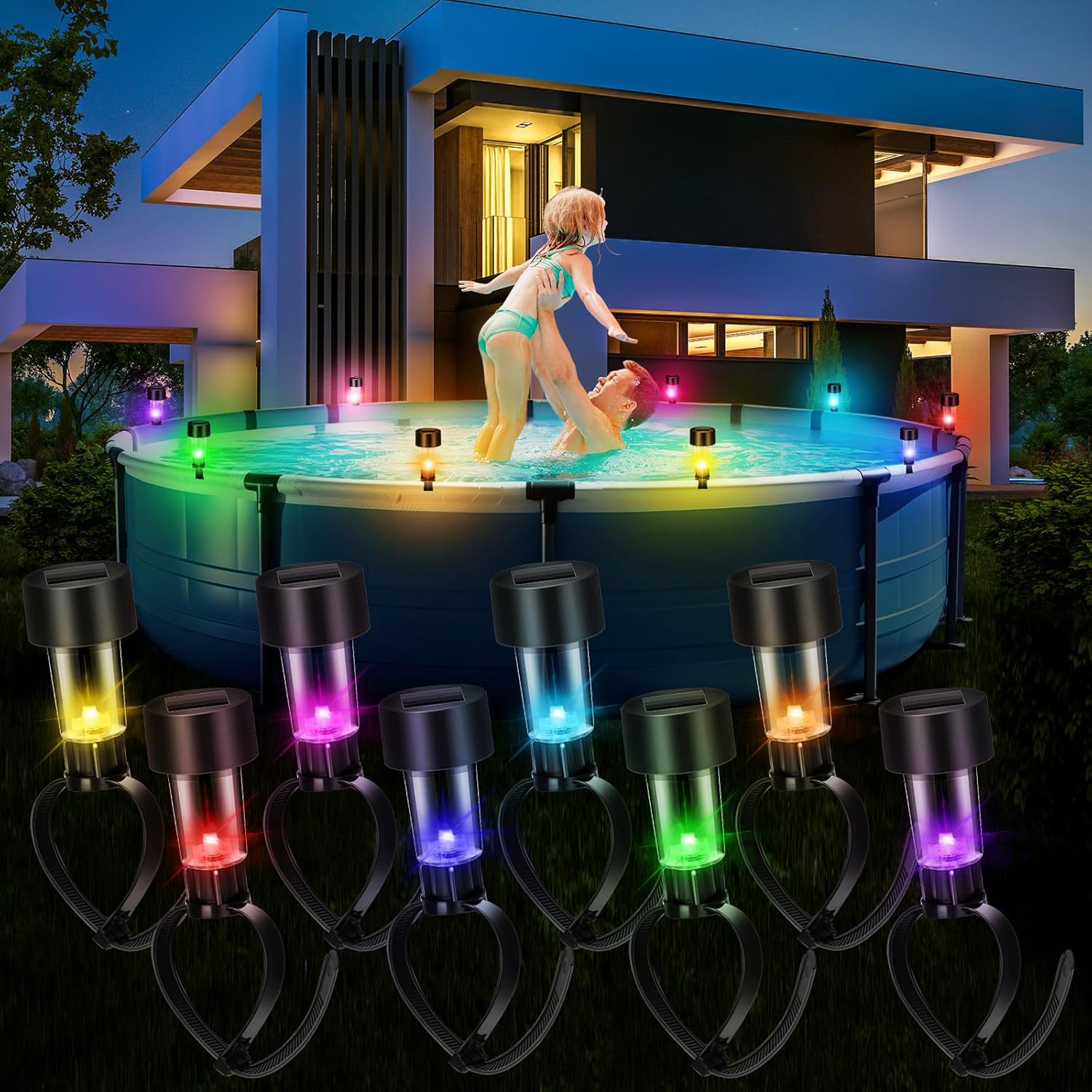 SolarSplash – 6er Set Solar-Poollichter für Aufstellpools