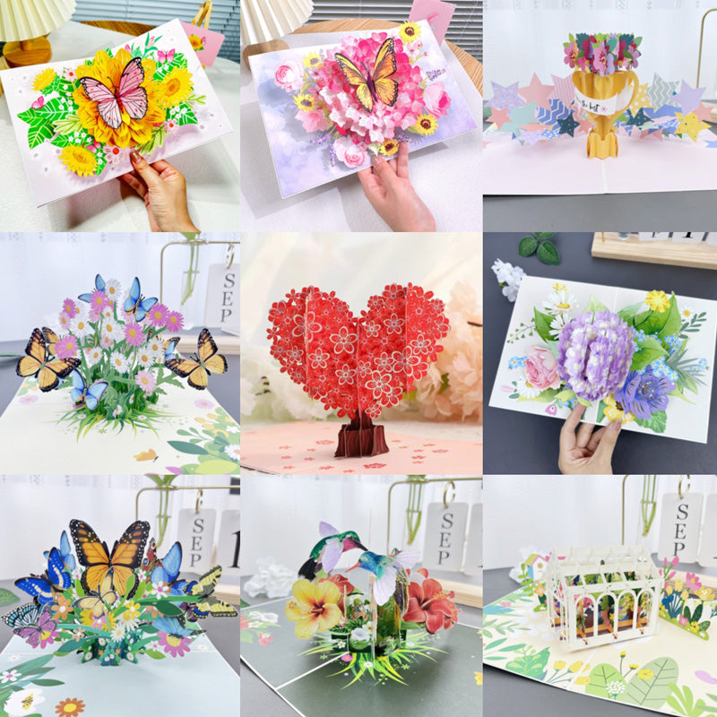 BloomLux® Handgemachte 3D‑Blumen-Grußkarte | 1+2 GRATIS